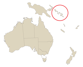 The Solomon Islands are northeast of Australia.